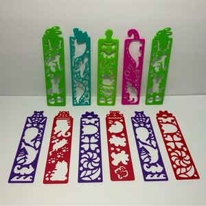 Vintage Lot of 11 Multi-Color 6.5" Stencils Animals Shapes Party Favors Unique